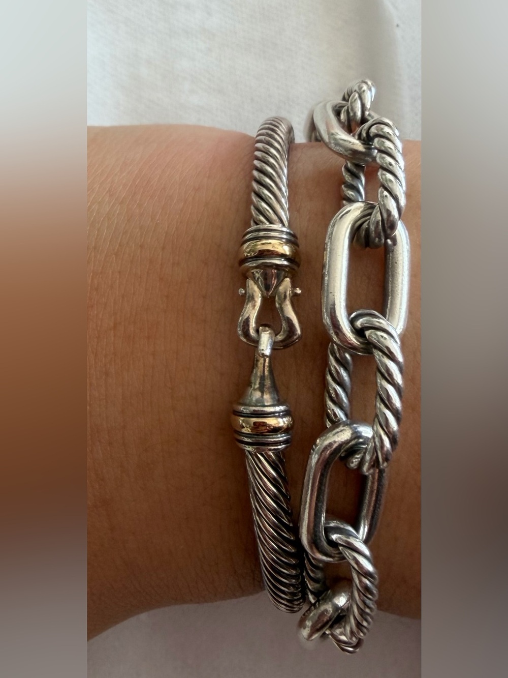 David Yurman Classic Cable Buckle Sterling Silver w 18K Yellow Gold - Picture 5 of 5